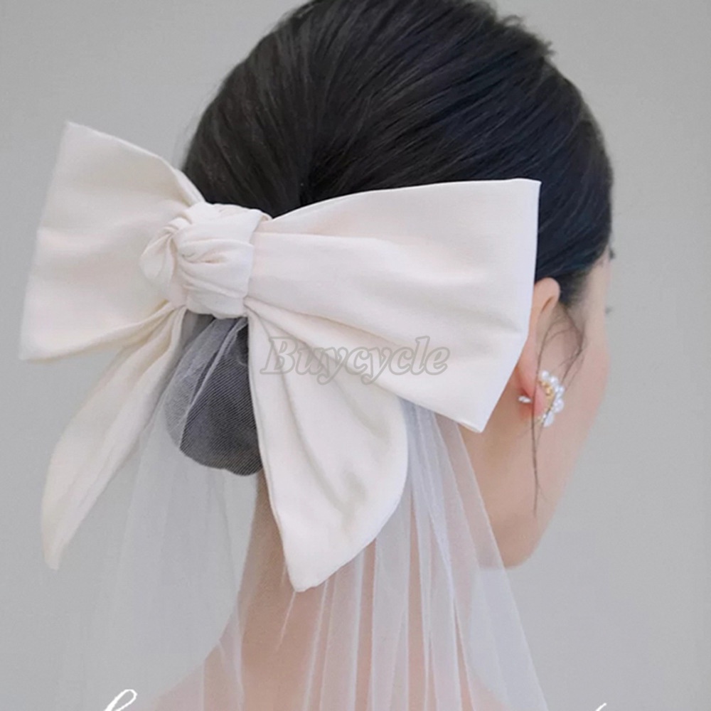 Kẹp Tóc Nơ Vải Tuyn Đơn Giản Cho Nữ