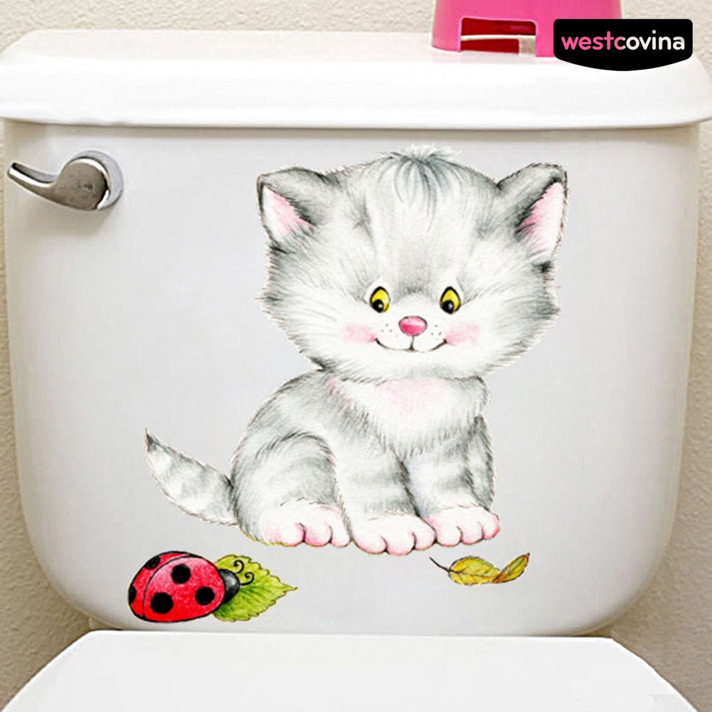 Miếng Dán Hình Mèo Dễ Thương Chống Thấm Nước Trang Trí Bồn Cầu