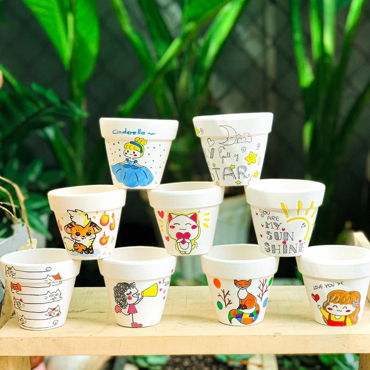 CHẬU ĐẤT NUNG VẼ 7CM