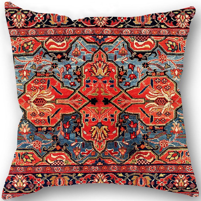 Vỏ gối sofa vải lanh họa tiết thổ cẩm phong cách vintage độc đáo 45x45cm