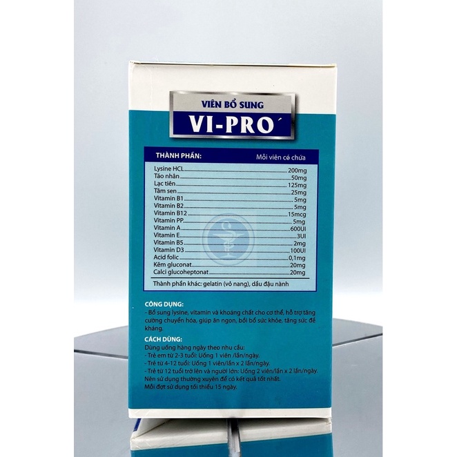 Viên uống bổ sung vitamin, khoáng chất VI - PRO giúp ăn ngon và tăng cân hiệu quả - Hộp 80 viên