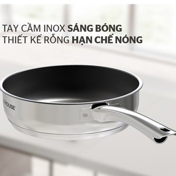 Chảo inox 5 đáy Sunhouse IN20-24-26 cm - chảo rán, xào, chiên- an toàn