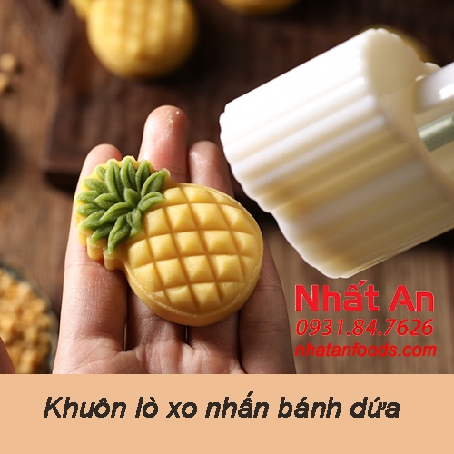 Khuôn trung thu lò xo hình quả dứa 4 mặt 50gr - 60gr
