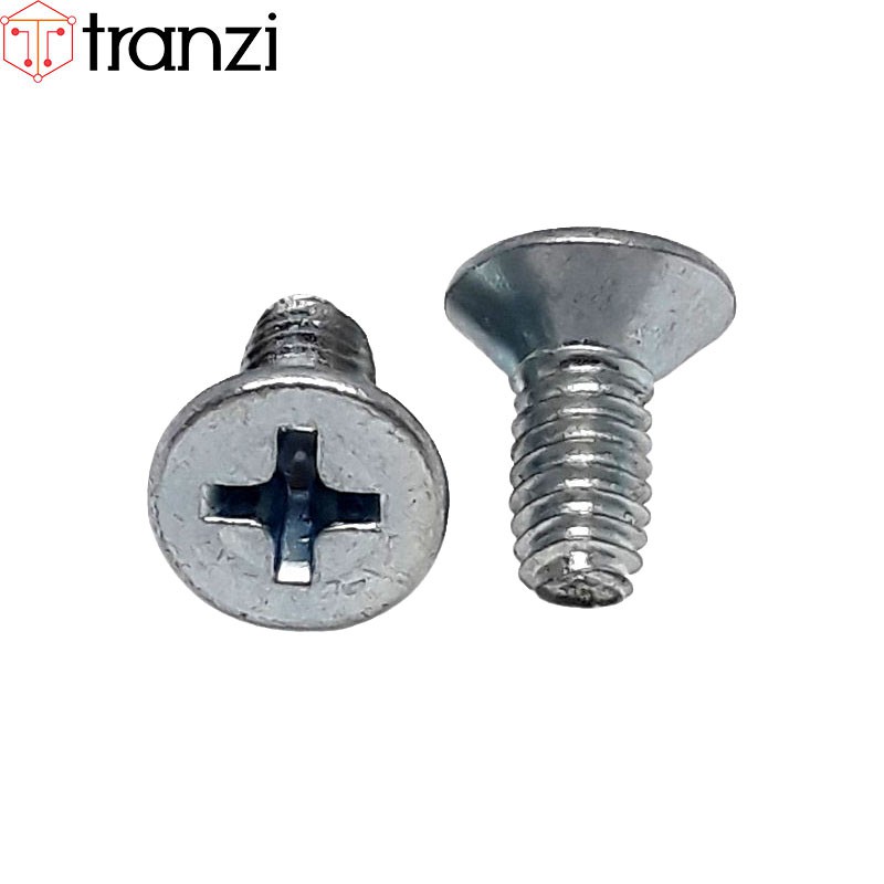 Vít tự tạo ren bake đầu bằng mạ kẽm trắng xanh M4x10 - túi 50 cái