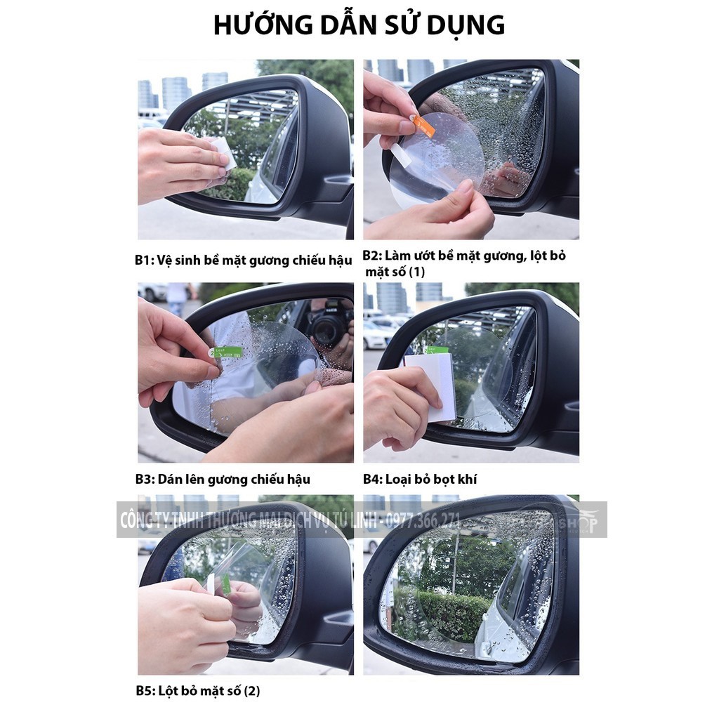 Bộ 2 miếng dán gương ô tô chống bám nước