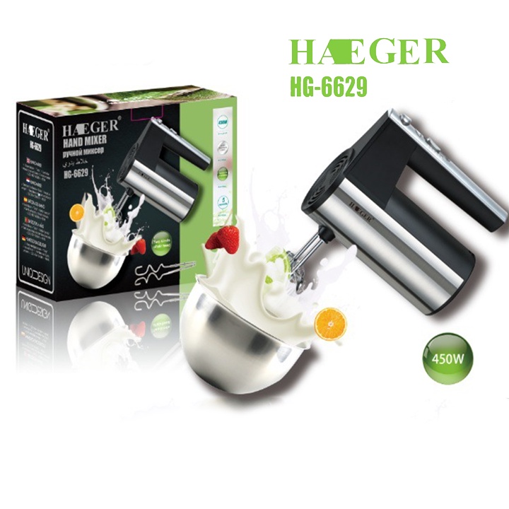 Máy đánh trứng cầm tay, Máy đánh kem, trộn bột chính hãng HAEGER 450W [BH 12 Tháng]