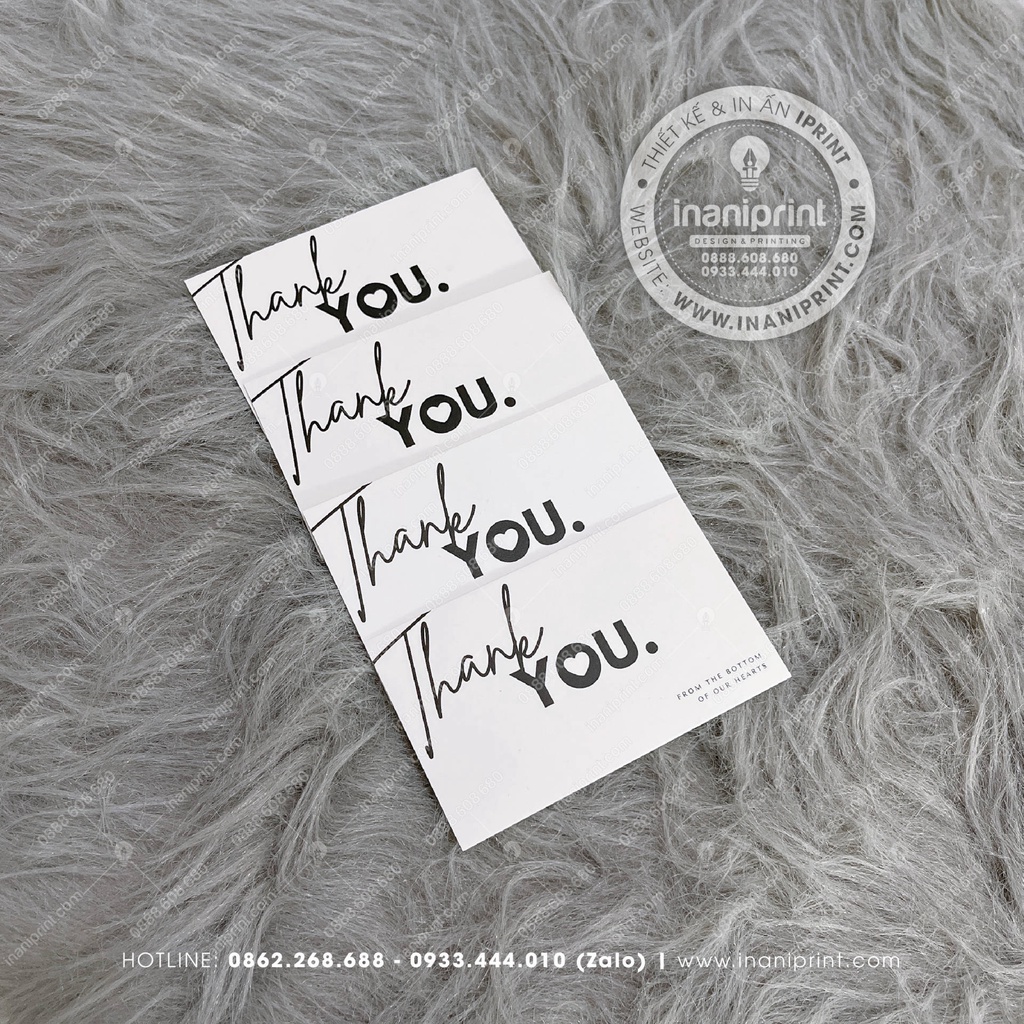 Thiệp Cám Ơn, Card Thank You Dễ Thương, Giấy Cảm Ơn Khách Hàng Trắng - Size 9x5.4cm - Màu Trắng - MS: 080