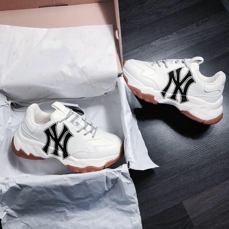 *Chính Hãng* Giày thể thao Sneaker MLB Chunky New York Gum Embo màu Trắng đế Gum