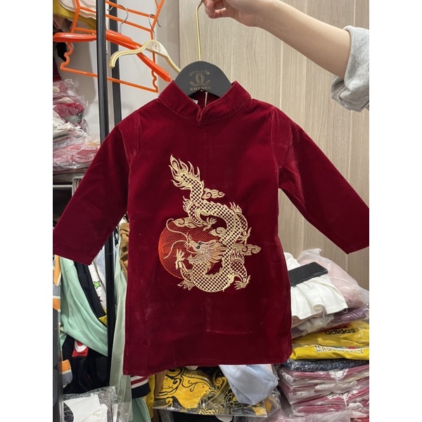 Áo Dài Nhung Thêu cao cấp cho bé trai 9-18kg
