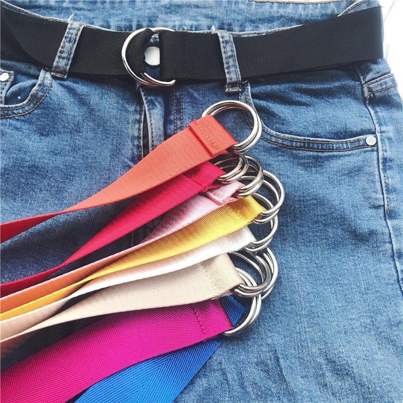 Dây thắt lưng IELGY màu trơn bằng canvas cho nữ