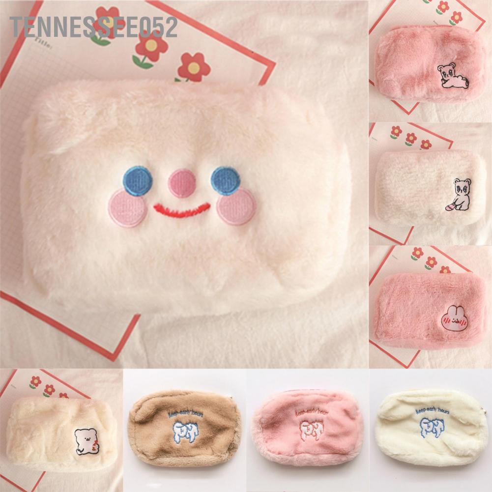 Tennessee052 Tennessee052 Túi trang điểm sang trọng Tổ chức mỹ phẩm Fluffy dễ thương Hộp đựng đồ vệ sinh di động có dây kéo cho bút chì du lịch