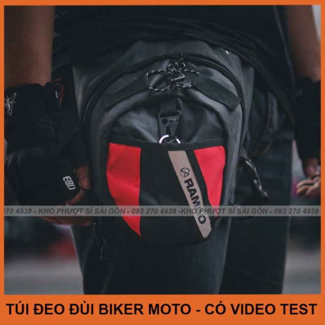 HOT-  Túi đeo hông đùi Biker Rambo tiện dụng cho shiper, giao hàng - Túi đeo đùi logo Rambo