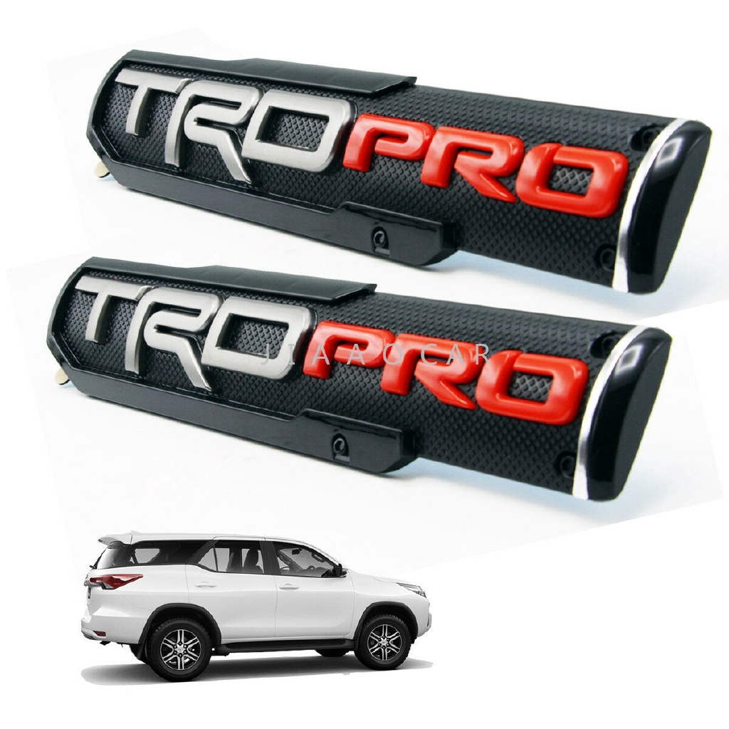 2pcs Logo Biểu tượng TRD PRO Màu đỏ bạc cho Toyota Hilux Fortuner Camry Corolla 2000 18