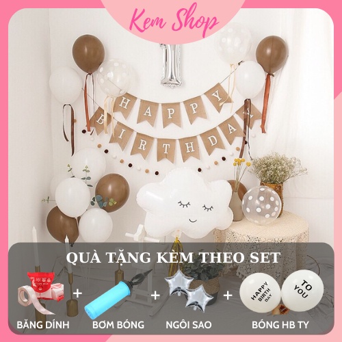 Set Trang Trí Sinh Nhật Hàn Quốc Phong Cách Retro [Tặng BƠM + BĂNG DÍNH + BÓNG NGÔI SAO + BÓNG HB TY] - Kemshop K21