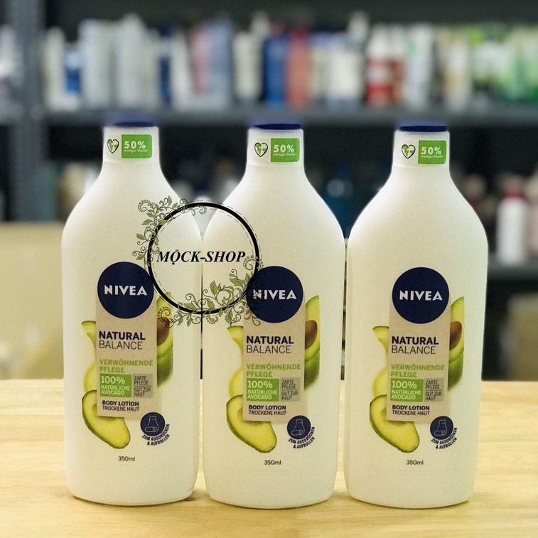 Sữa dưỡng thể Nivea vị bơ tự nhiên cân bằng cho da 350ml hàng Đức đủ Bill