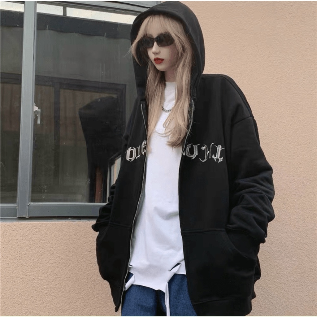 ÁO KHOÁC HOODIE DÂY KÉO CÓ NÓN TRÙM ĐẦU FORM RỘNG BẢN IN CHỮ SIÊU NGẦU CHỐNG NẮNG CỰC TỐT