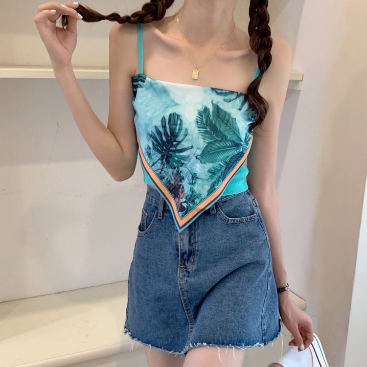 Áo Hai Dây Dáng Ôm In Họa Tiết Phong Cách Cổ Điển Quyến Rũ Thời Trang Mùa Hè Hàng Mới 2022