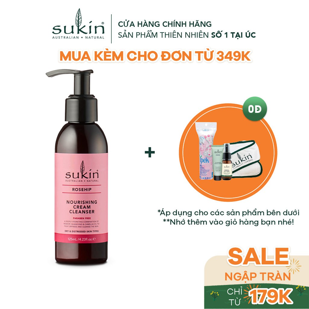 Kem Rửa Mặt Dưỡng Da Tầm Xuân Sukin Rosehip Nourishing Cream Cleanser 125ml