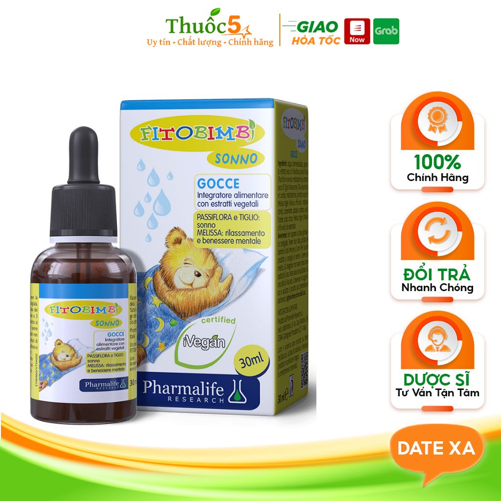 Siro Uống Fitobimbi Sonno Gocce Hỗ Trợ Cải Thiện Giấc Ngủ, Giảm Căng Thẳng Cho Trẻ Nhỏ Hộp 30ml