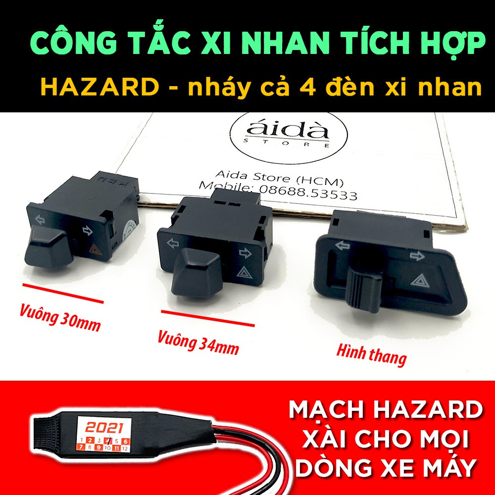 [Mã LIFEAUMAY giảm 10% tối đa 30k đơn 150k] Công tắc xi nhan tích hợp Hazard - nháy cả 4 bóng xi nhan