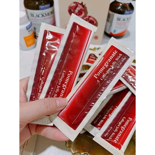 Thạch Lựu Collagen Beauty Pomegranate Jelly Stick Freshbell hộp 30 gói nhập Mỹ
