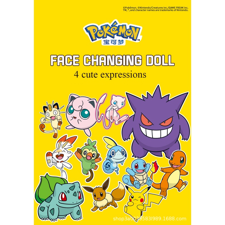 Búp bê thay đổi khuôn mặt Pokemon Pokeball Pikachu eeveelution Charmander Bulbasaur Mew nhân vật hành động