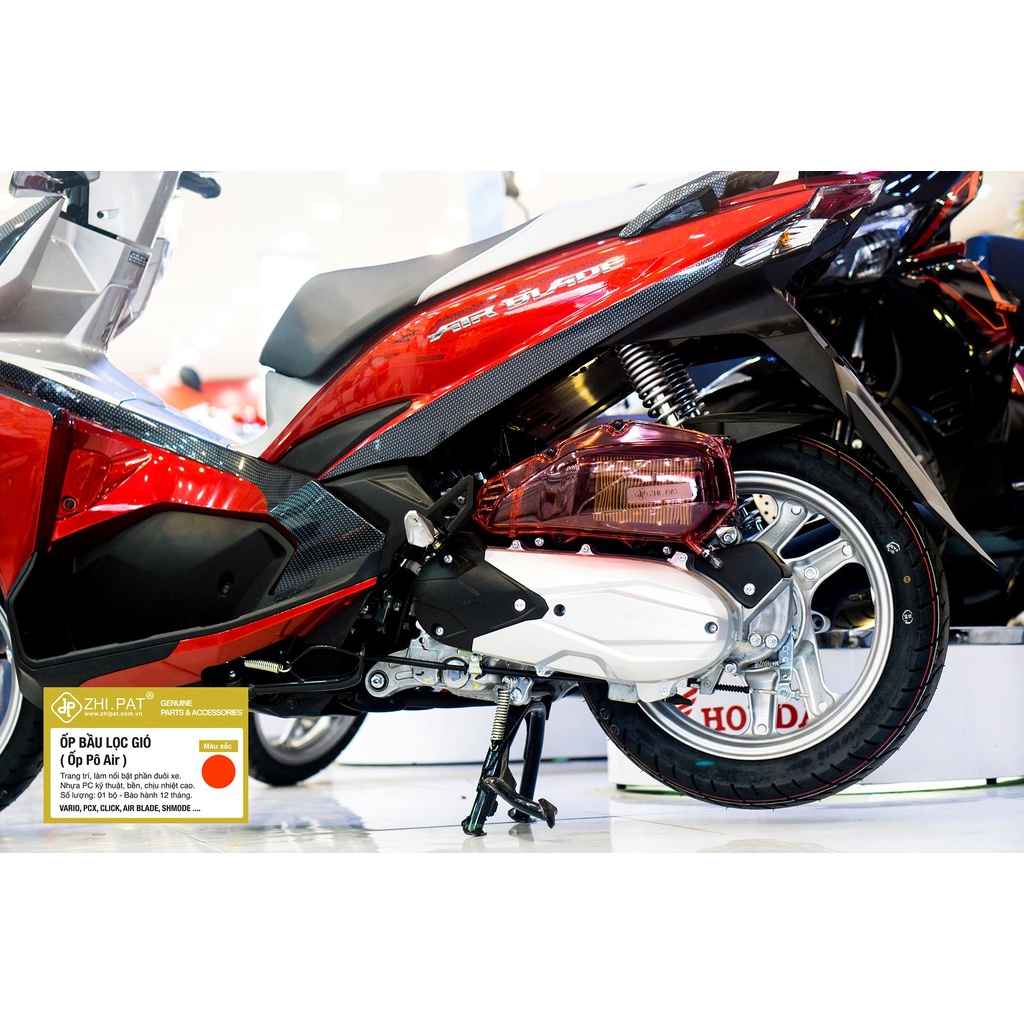 Ốp bầu lọc gió (Pô E), ốp pô Air Vario 2018, PCX, Click Thái, AB, SH Mode trong suốt nhựa PC Zhi.pat chính hãng