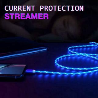 Fast charging data line micro usb type c lighting led streamer fiber cable for iphone android ios