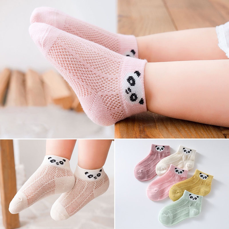 Set 5 Đôi Vớ Cotton Mềm Mại Thoáng Khí In Họa Tiết Hoạt Hình Xinh Xắn Dành Cho Các Bé