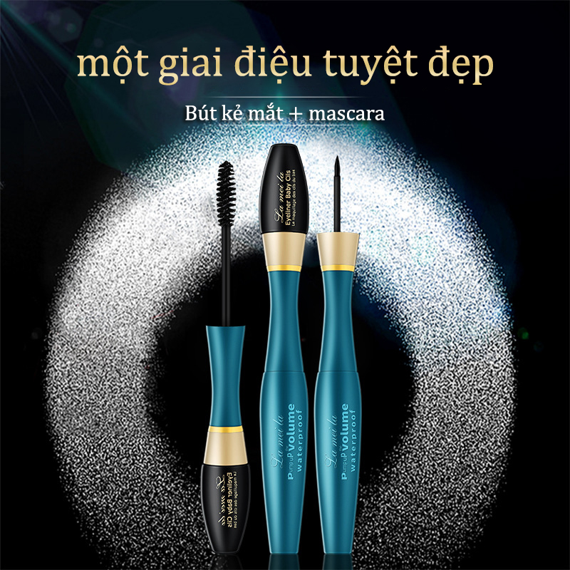 Lameila Sự kết hợp hai trong một của bút kẻ mắt và mascara，kẻ mắt+mascara，không thấm nước-URBTLML-LYJMG