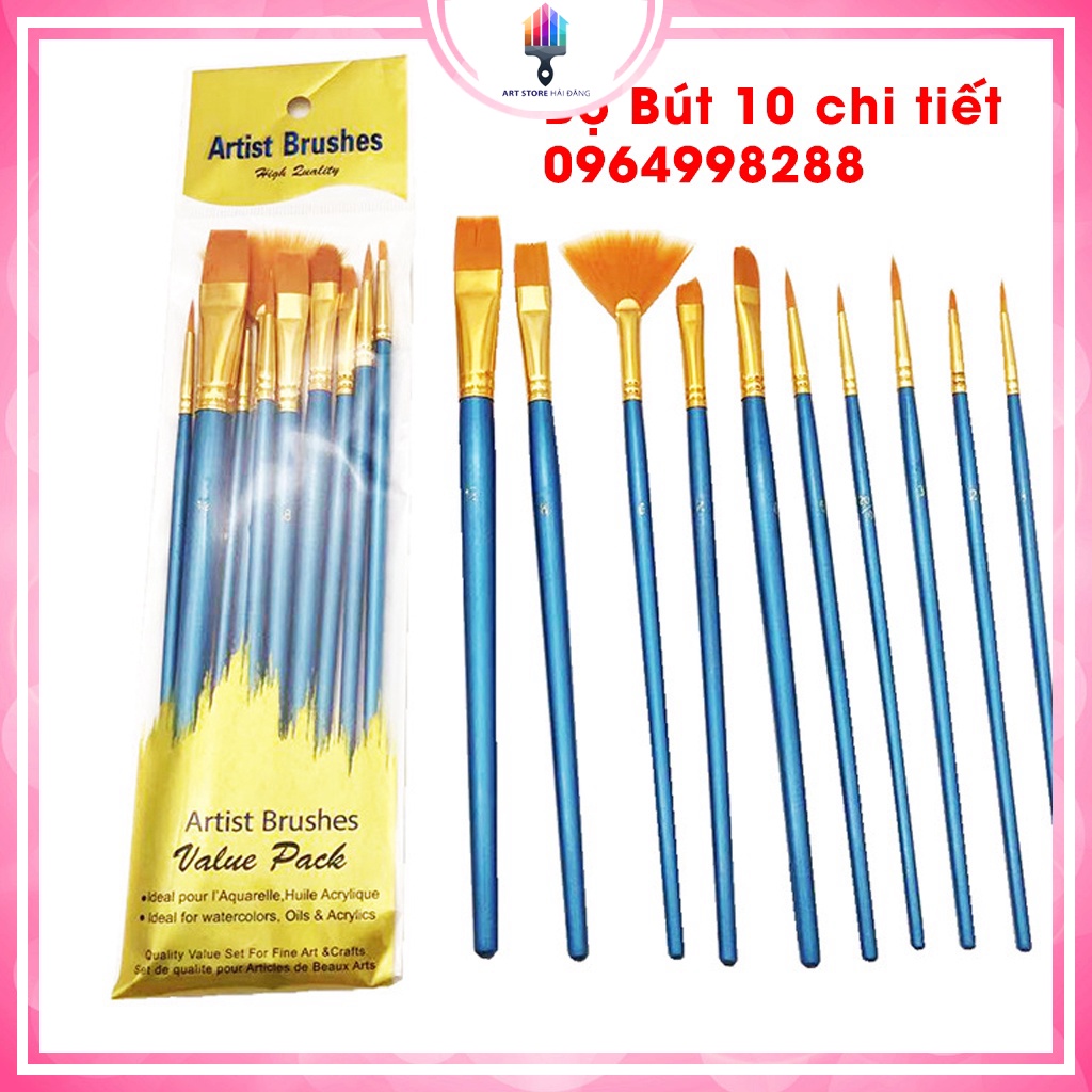 Bộ Bút 10 chi tiếtchuyên vẽ màu acrylic, sơn dầu, màu nước 10 chi tiết❤️tuyệt phẩm siêu cao cấp❤️nhiều nét để lựa ch