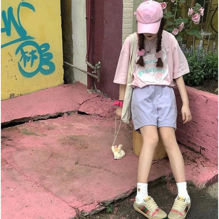 Quần Short Nữ KaKi Nhiều Màu, Quần Đùi Lưng Cao Ống Rộng Màu Pastel Siêu Xinh