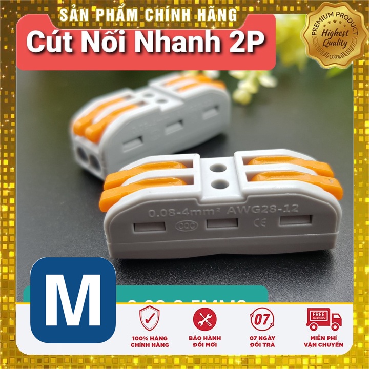 Cút Nối Nhanh Dây Điện 2 Đầu 🍀 Jack Nối Điện 2 Đầu KV212 CH-2 Tiện Dụng
