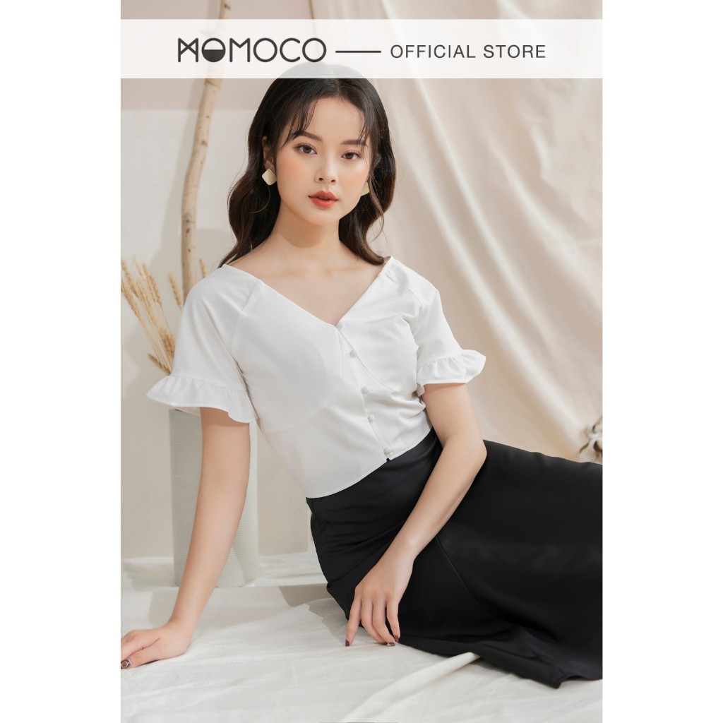 Áo Croptop Nữ MOMOCO Tay Zaglan Bèo Chất Liệu Tuýt Si Mát Mềm Mịn M2067