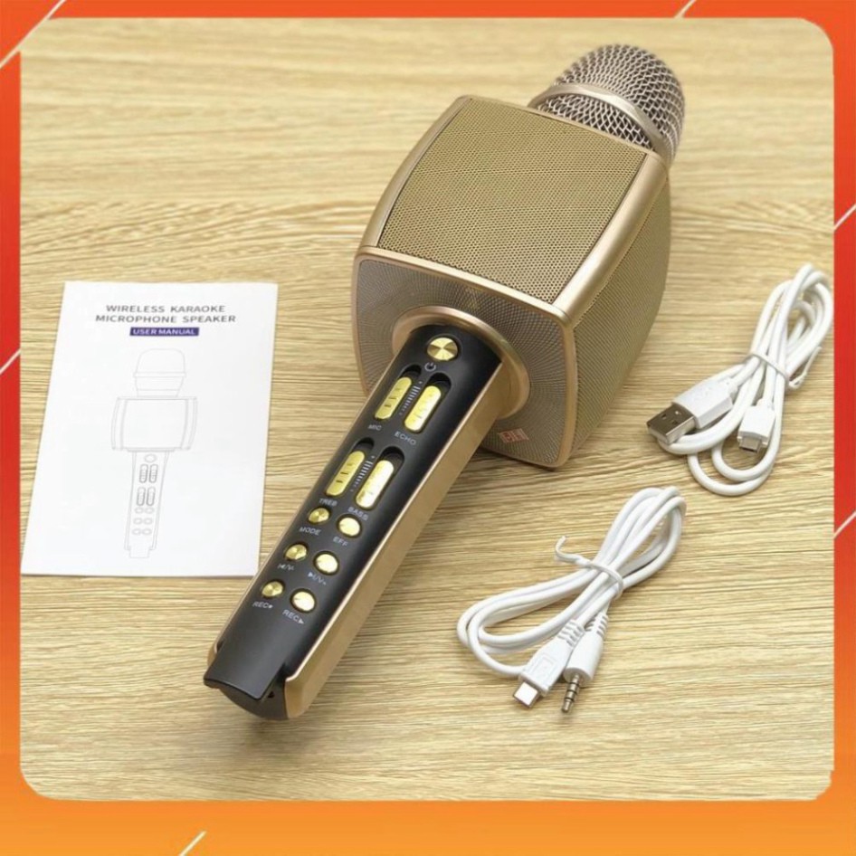 LỖ NẶNG Micro Karaoke bluetooth ys 92  Micro không dây, cao cấp - Âm thanh sống động, livestream, thu âm,có khe cắm thẻ 