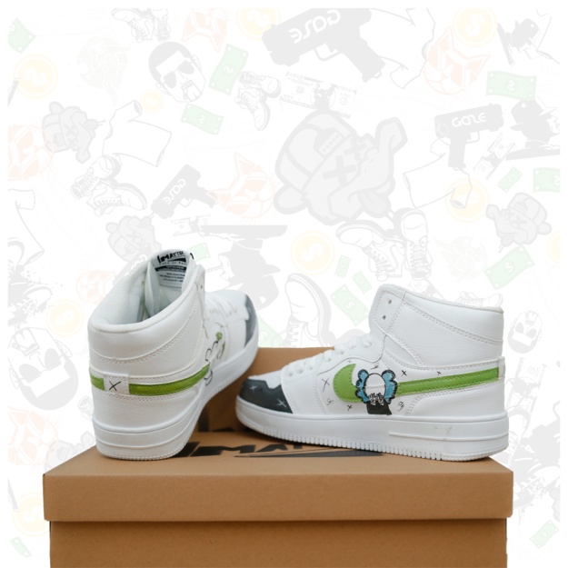 Giày_Nike Trắng , Giày_Nike JORDAN cổ cao, Trắng Custom Cao Cấp Full Size Nam Nữ Full Box