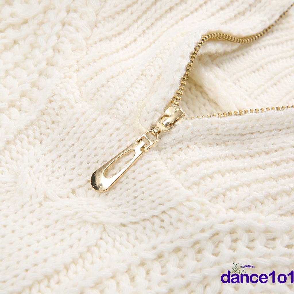 Áo Sweater Cổ Lọ Tay Dài Dáng Rộng Màu Sắc Trơn Thời Trang Cho Nữ