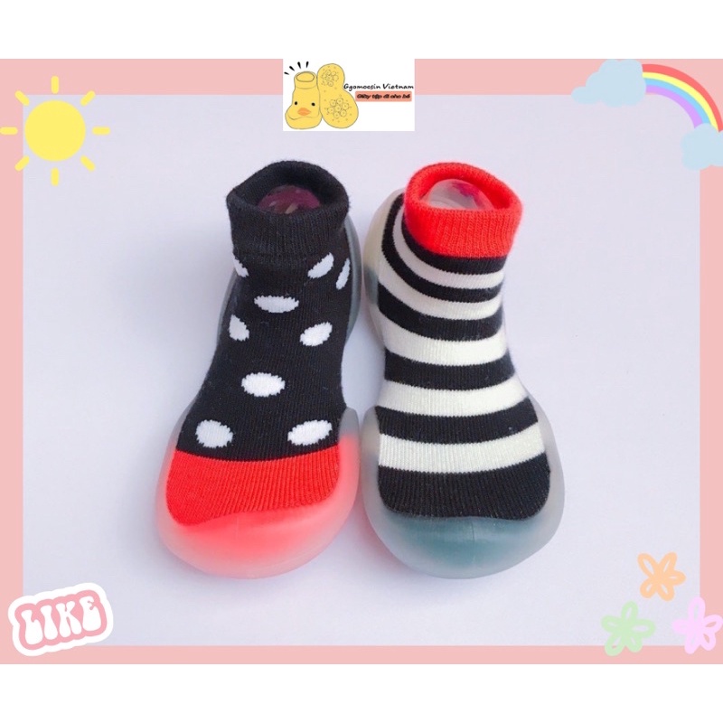 GGOMOOSIN MADE IN KOREA - GIÀY TẬP ĐI CHO BÉ CƯNG DOT STRIPE