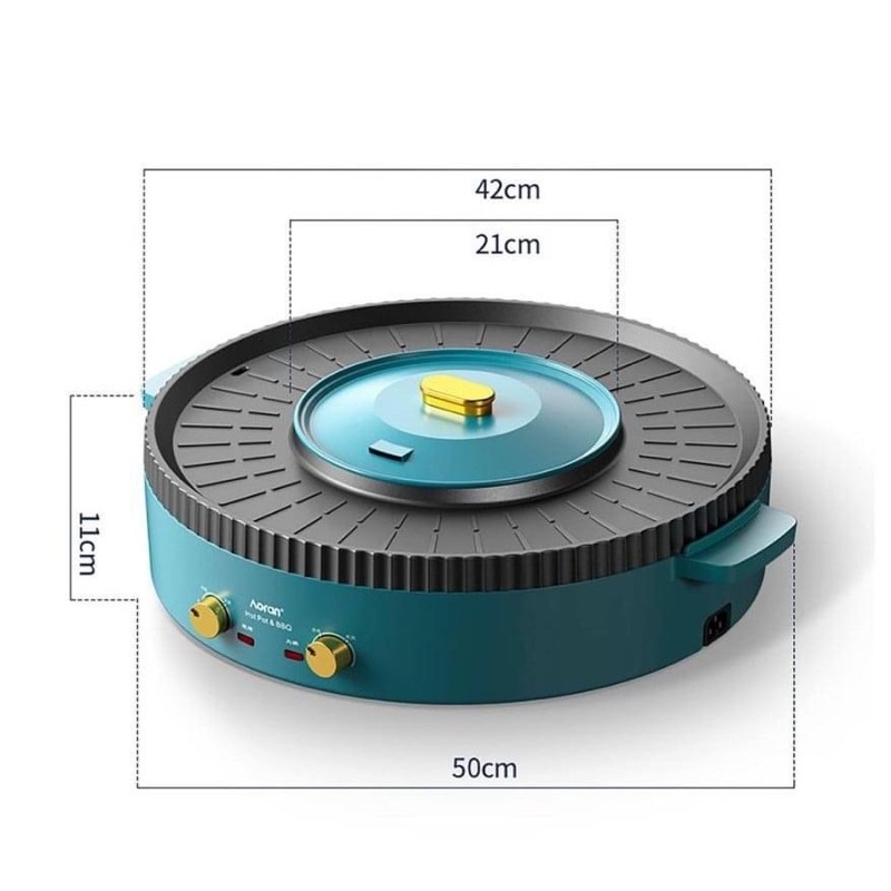 BẾP LẨU NƯỚNG KHÔNG KHÓI 2 TRONG 1 NINE SHIELD KB - 518 CÓ 2 MÂM NHIỆT ĐỘC LẬP