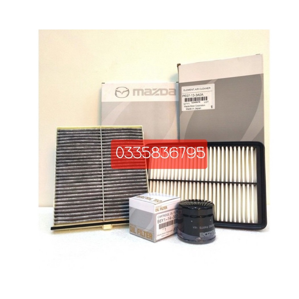 combo lọc gió điều hoà + lọc động cơ PE07133A0A  +lọc dầu   Mazda 3(2.0, 14-20), Mazda 6(12-20), Mazda CX5(12-20)