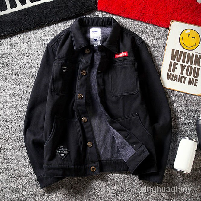 Áo Khoác Denim Phối Nhung Dày Dặn Thoáng Khí Phong Cách Hàn Quốc Thời Trang Thu Đông Cho Nam