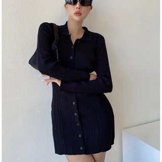 ĐẦM BODY THUN CỔ BẺ 2 MÀU