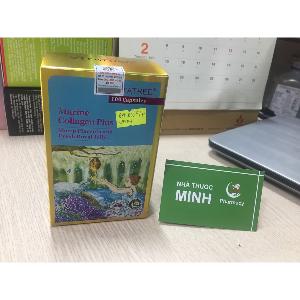 Viên uống Nhau thai cừu và Sữa ong chúa Vitatree Marine Collagen Plus (100 Viên) - Nhập khẩu Australia
