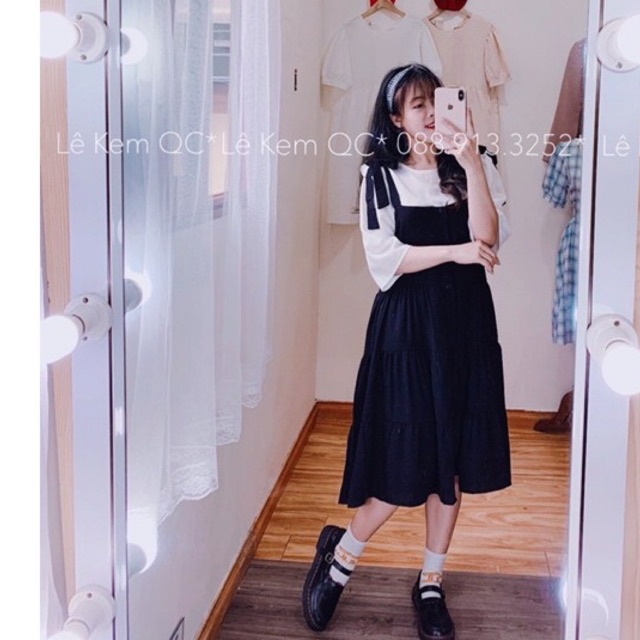 Set Yếm Váy babydoll Kèm Áo Kiểu Ulzzang Vintage