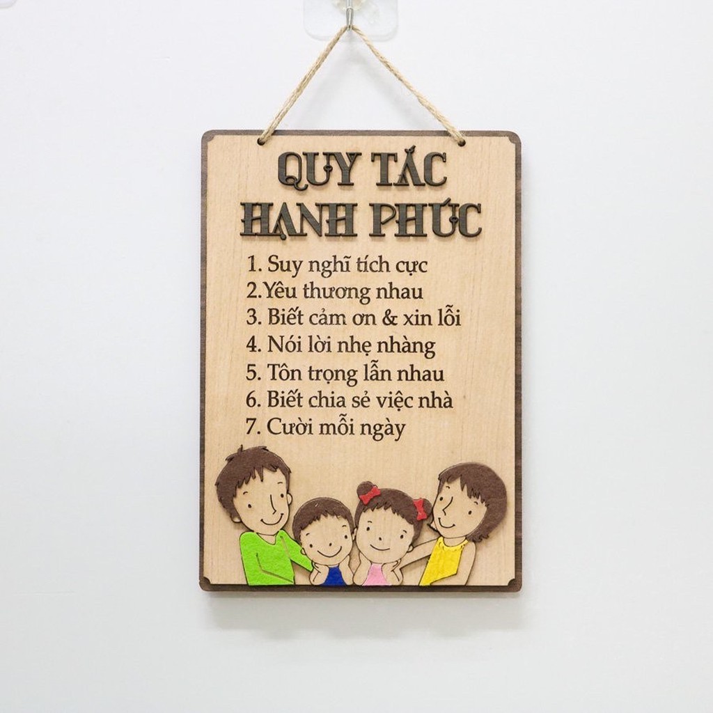 Bảng gỗ decor Qui tắc hạnh phúc tranh treo trang trí phòng ngủ ,phòng khách cửa hàng ,gia đình .