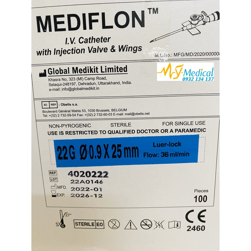 KIM LUỒN TĨNH MẠCH MEDIFLON MEDIKIT 20G 22G 24G