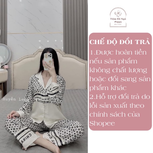 [Qùa tặng dây cột tóc] Bộ mặc nhà nữ  hàn quốc lụa LATIN đẹp, pijama nữ cao cấp đồ bộ ngủ pijama nữ quần dài POPPY-A20 | BigBuy360 - bigbuy360.vn