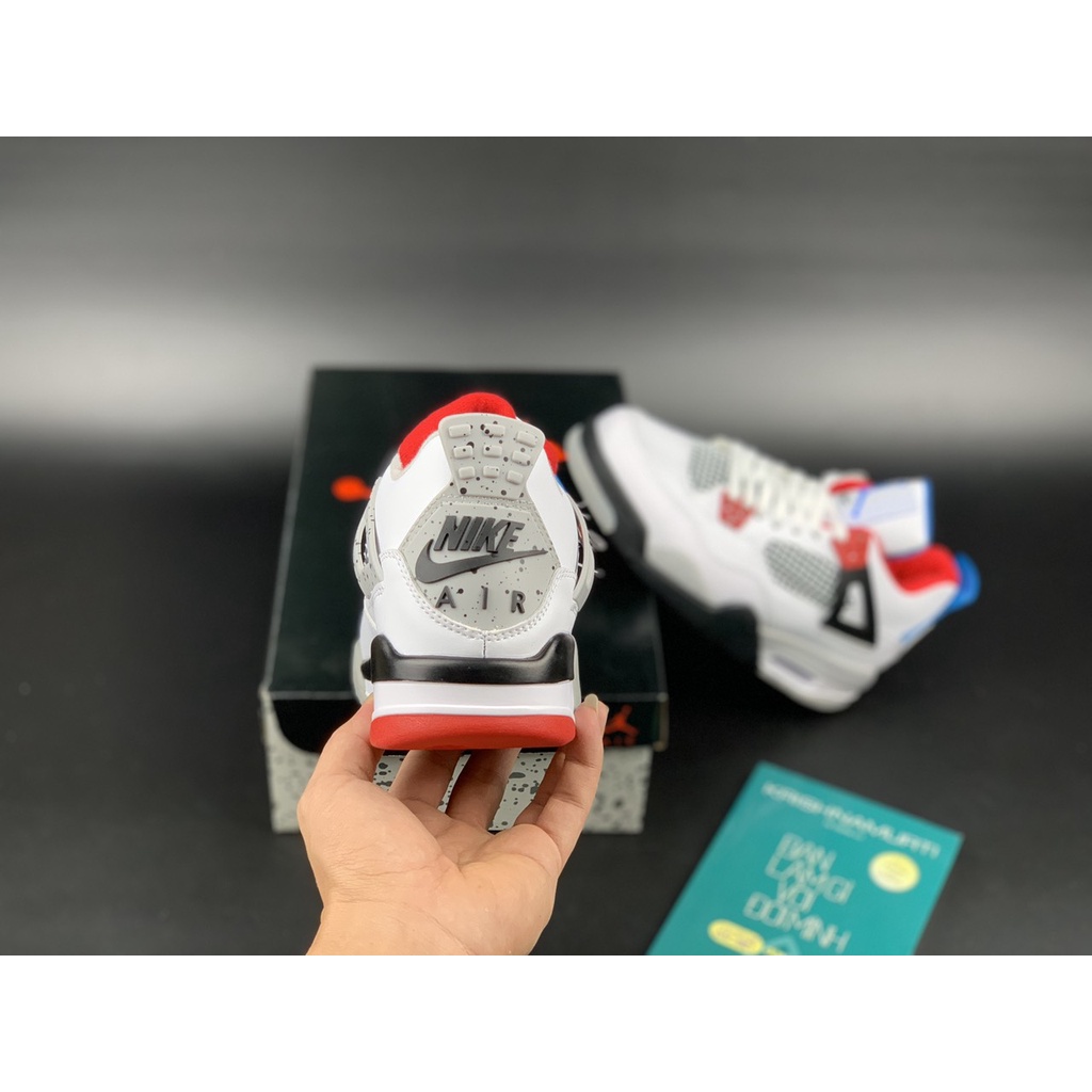 Giày thể thao nam nữ Jordan 4 xanh đỏ  - J50