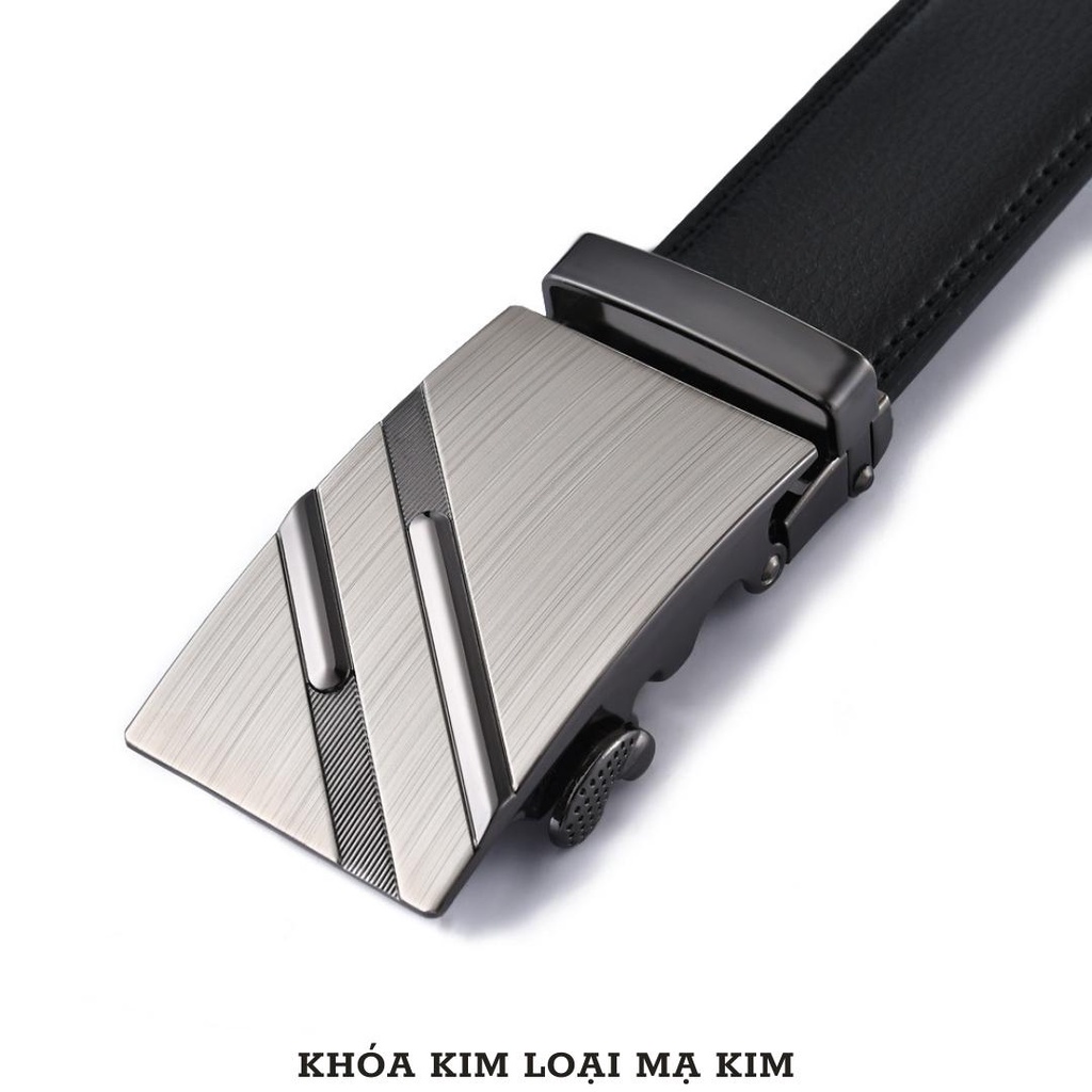 Thắt lưng nam da cao cấp mặt khóa mạ kim tự động sang trọng công sở TL48