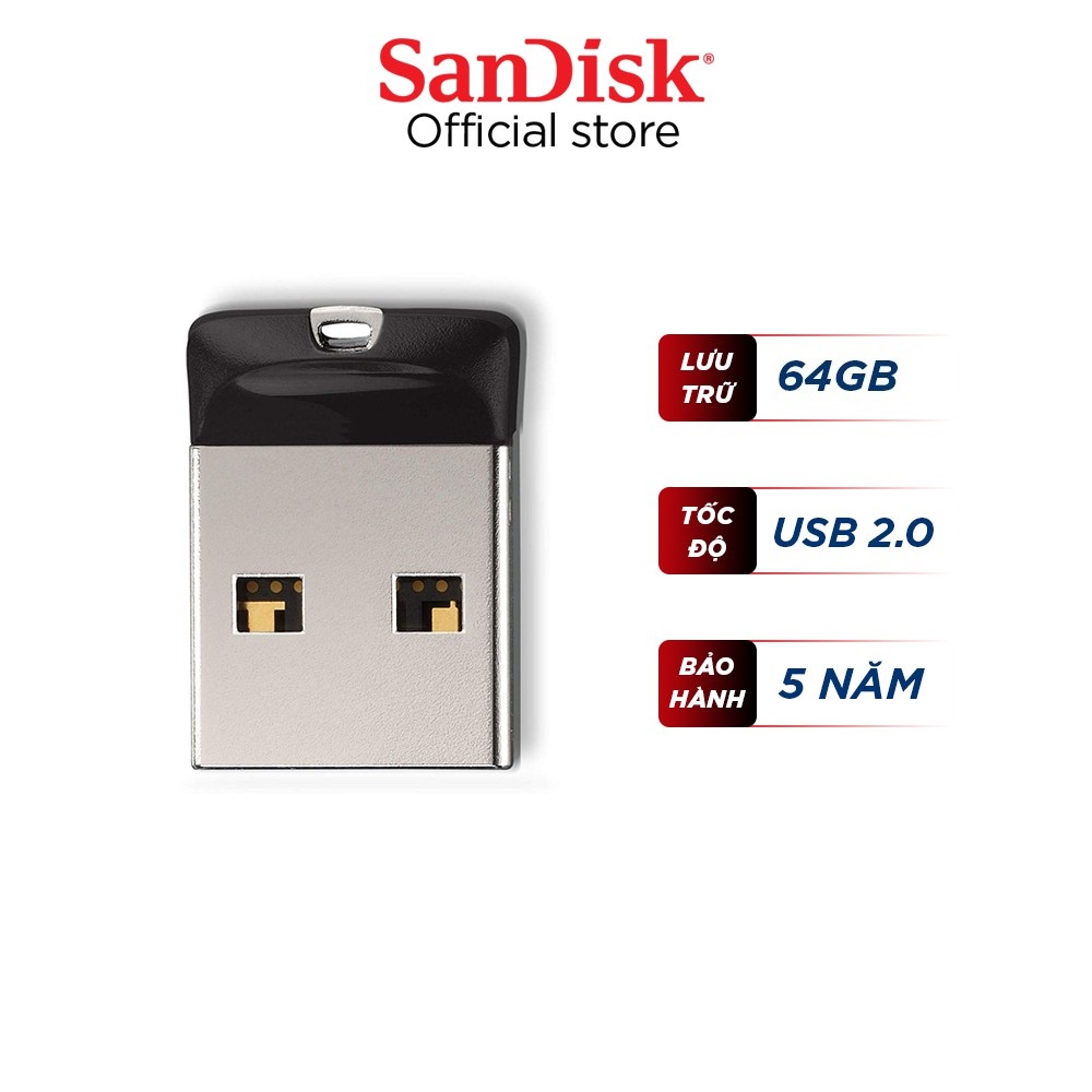 USB 2.0 SanDisk CZ33 64GB Cruzer Fit Flash Drive (SDCZ33-064G-G35)